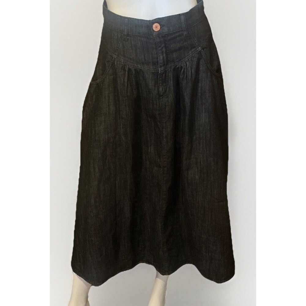 See By Chloe Black Cotton Denim Midi Skirt Size 38
